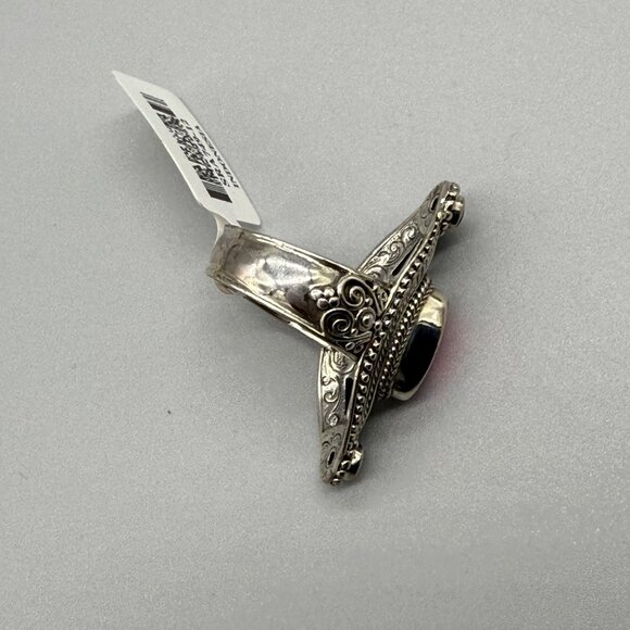 Sarda Artisan Gem Rainbow Red & Mystic Quartz Triplet Sterling Silver Ring Size - Picture 4 of 9